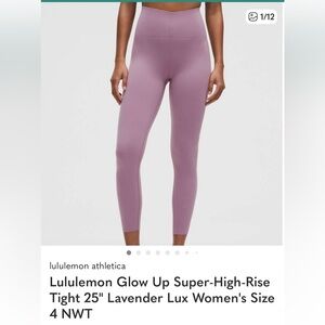 Lululemon Glow Up Super-High-Rise Tight 25” in Lavender Lux-Size 4-NWT